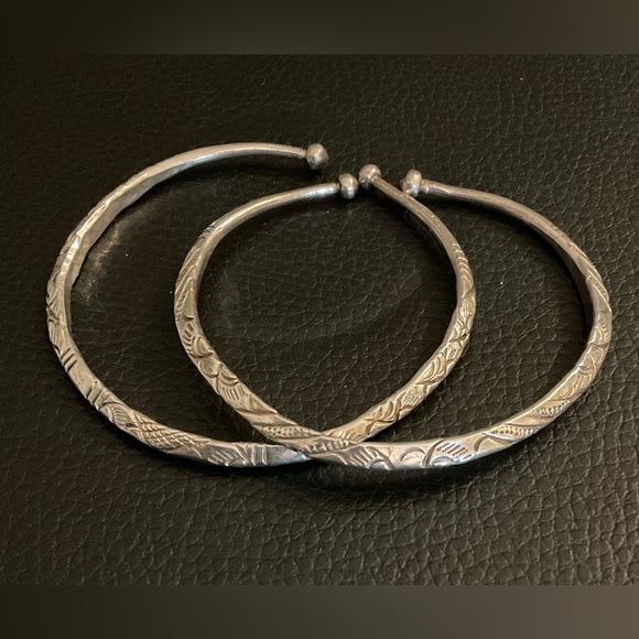 Antique 100% pure silver twin bracelets with imprint - Picture 2 of 8